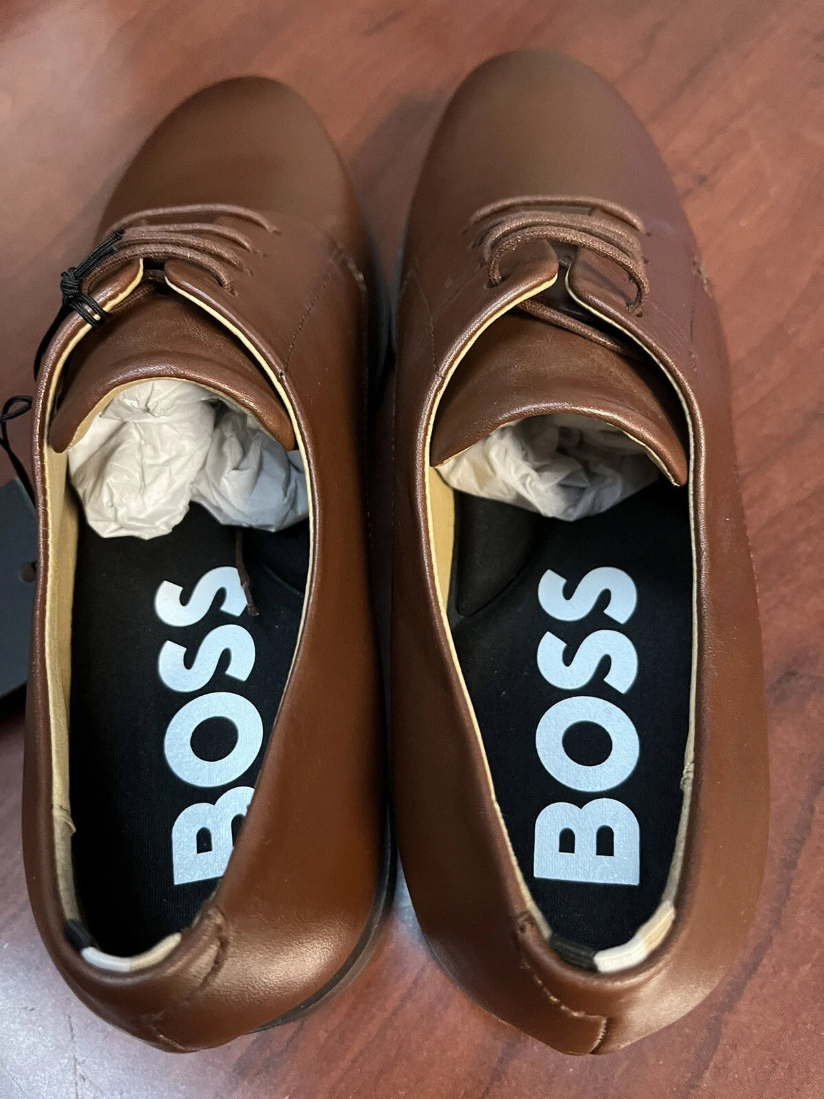 HUGO BOSS Colby Leather Derby Shoes in Brown Dress Shoes - Size 6.5 / 40