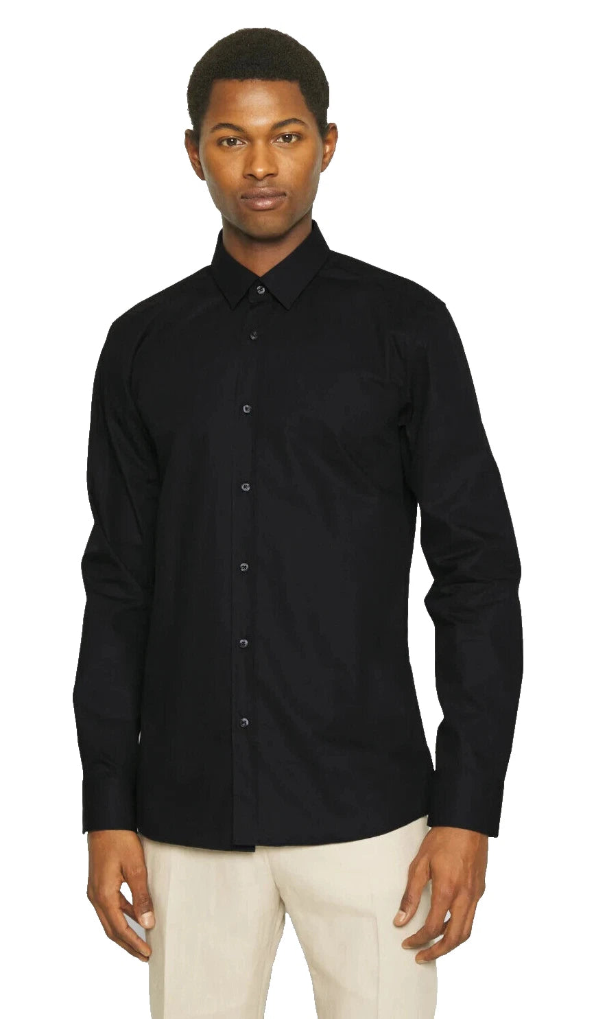 HUGO BOSS Extra Slim Dress Shirt in Cotton Italian Fabric Black - Size 15.7 / 40