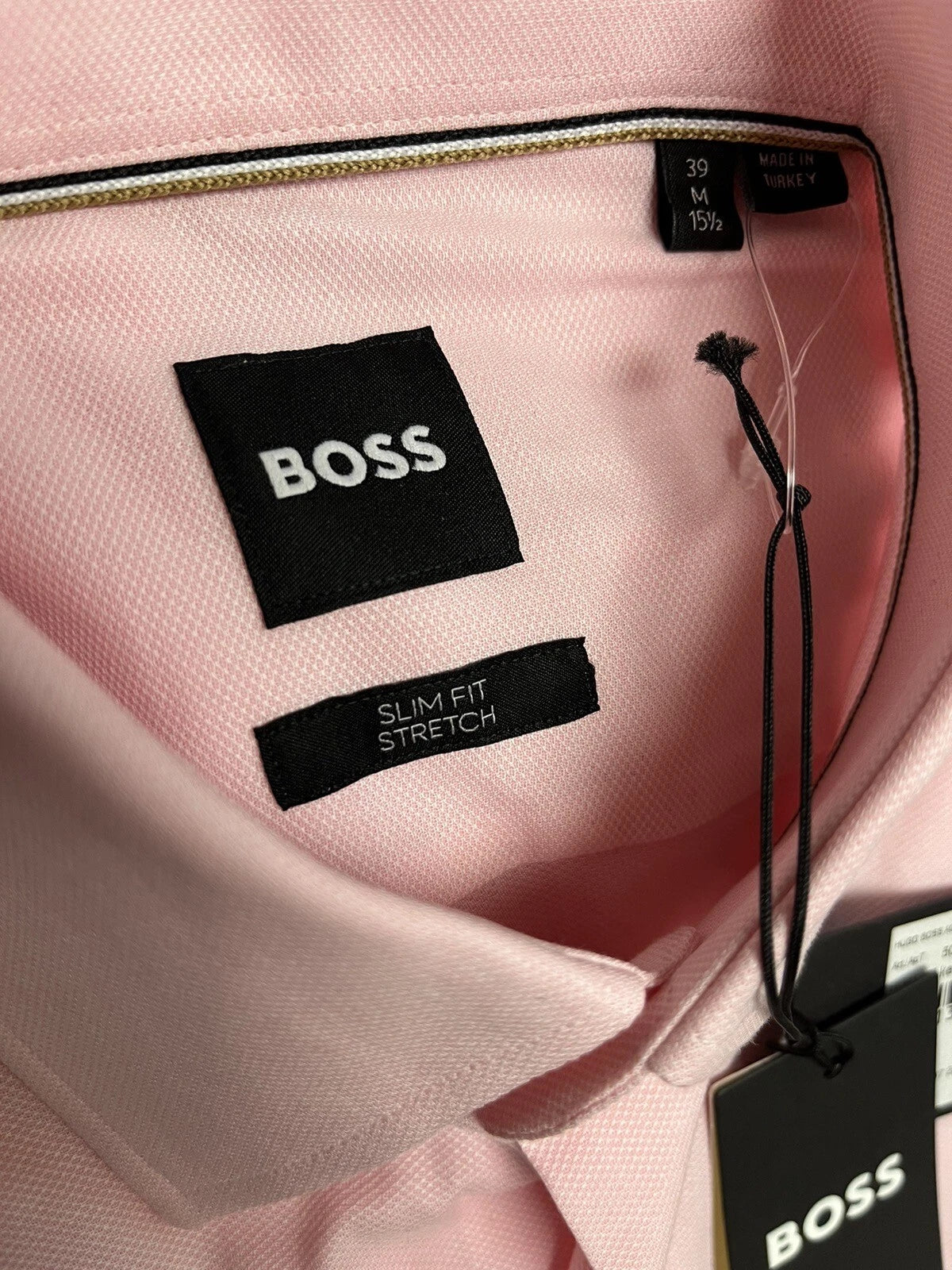 BOSS Hank Cotton Dress Shirt Micro Pattern in Pink Slim Fit Stretch - 15.5 / 39