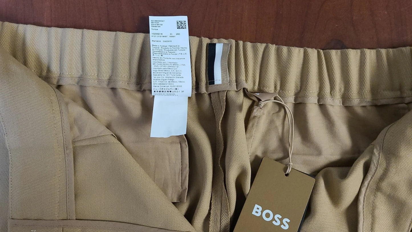 BOSS Relaxed Fit Formal Pants Trousers in Stretch Wool Blend - Size 14
