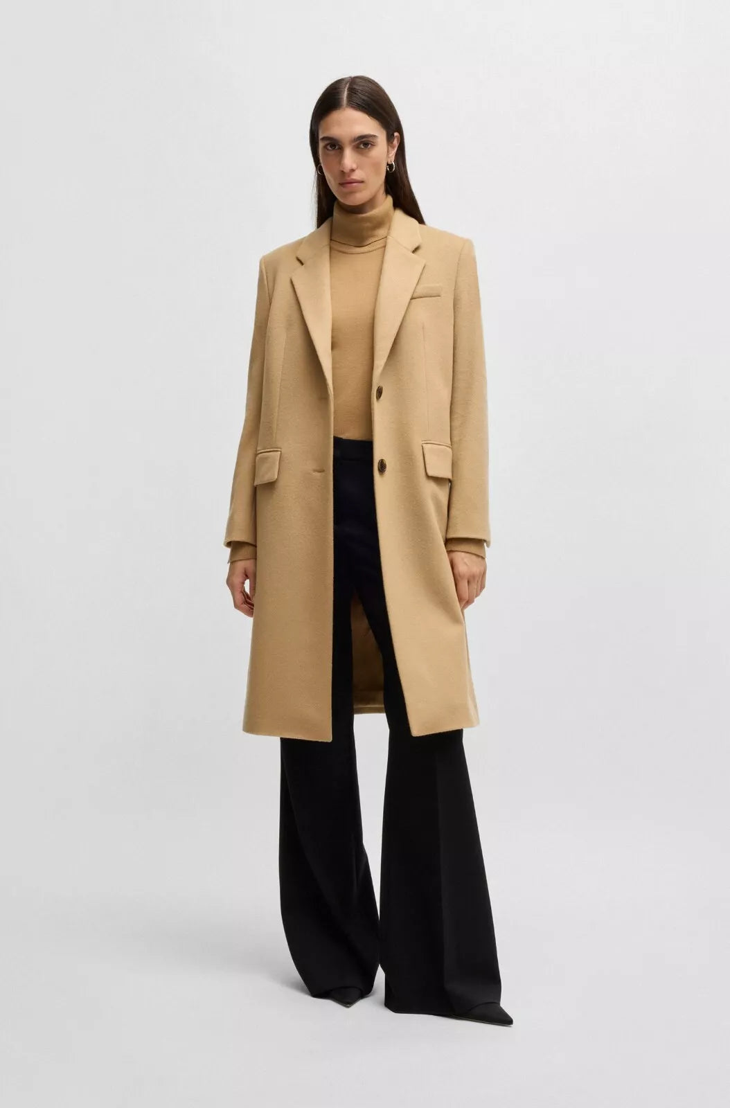 BOSS Women Formal Coat in Wool and Cashmere Beige Slim Fit - Size 4 / 26