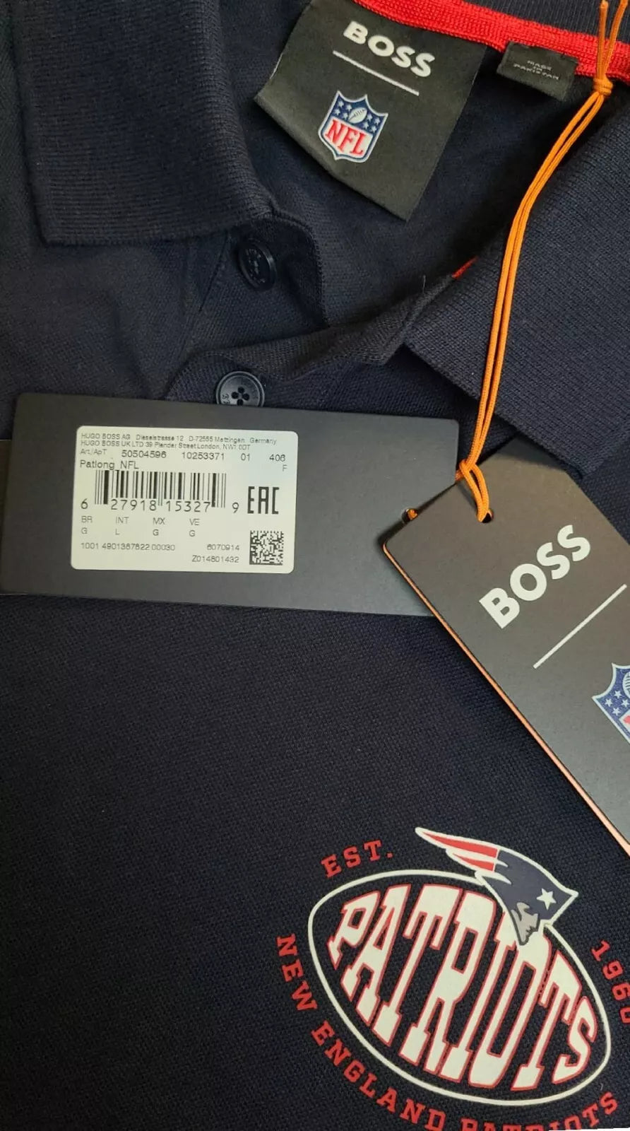 BOSS X NFL Sport New England Patriots Long Sleeves Polo Shirt in Cotton - Size L