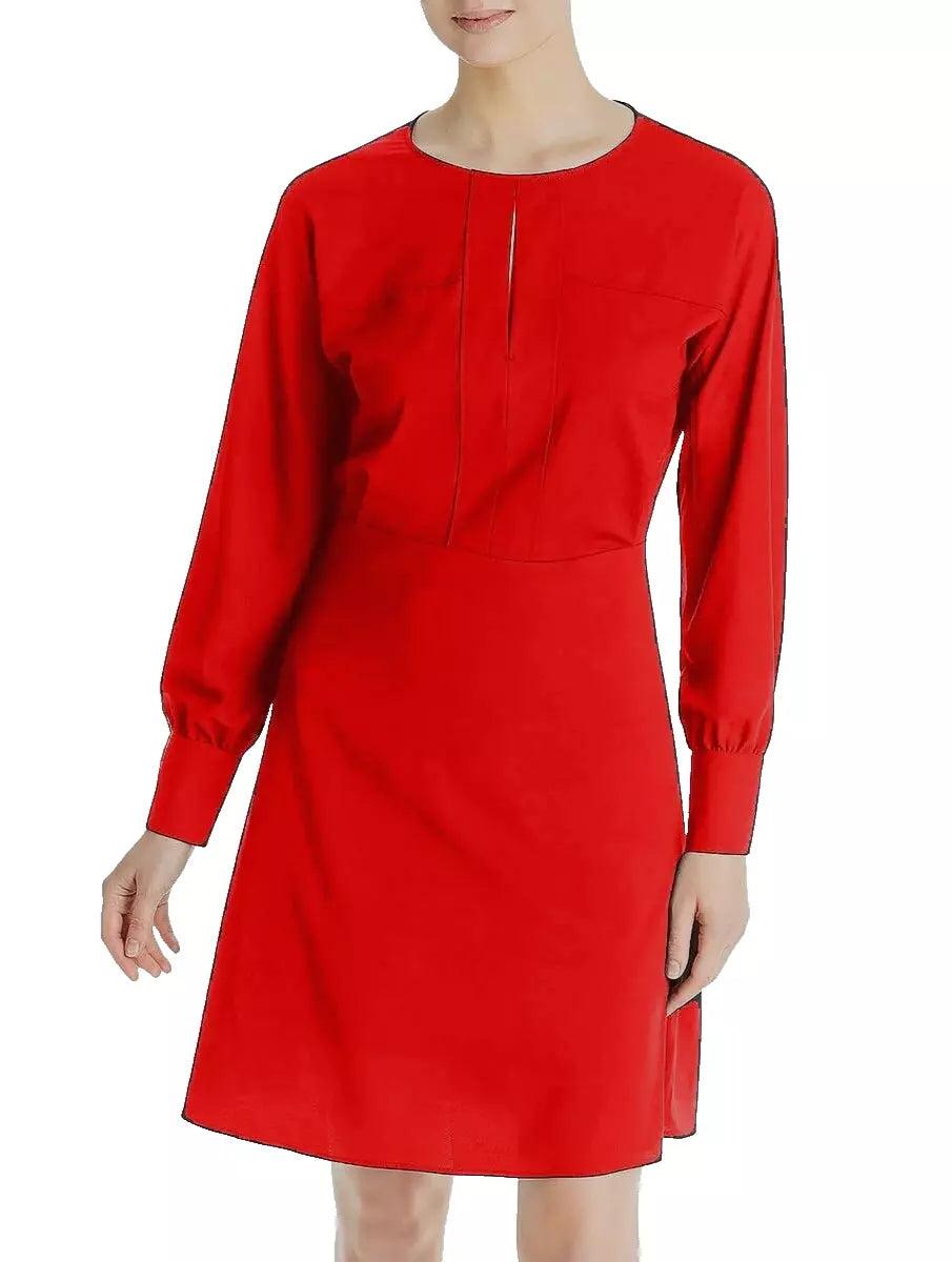 BOSS Danbena Flare Red Dress Cutout Front Chest Knee Fit - Size 4 / 26