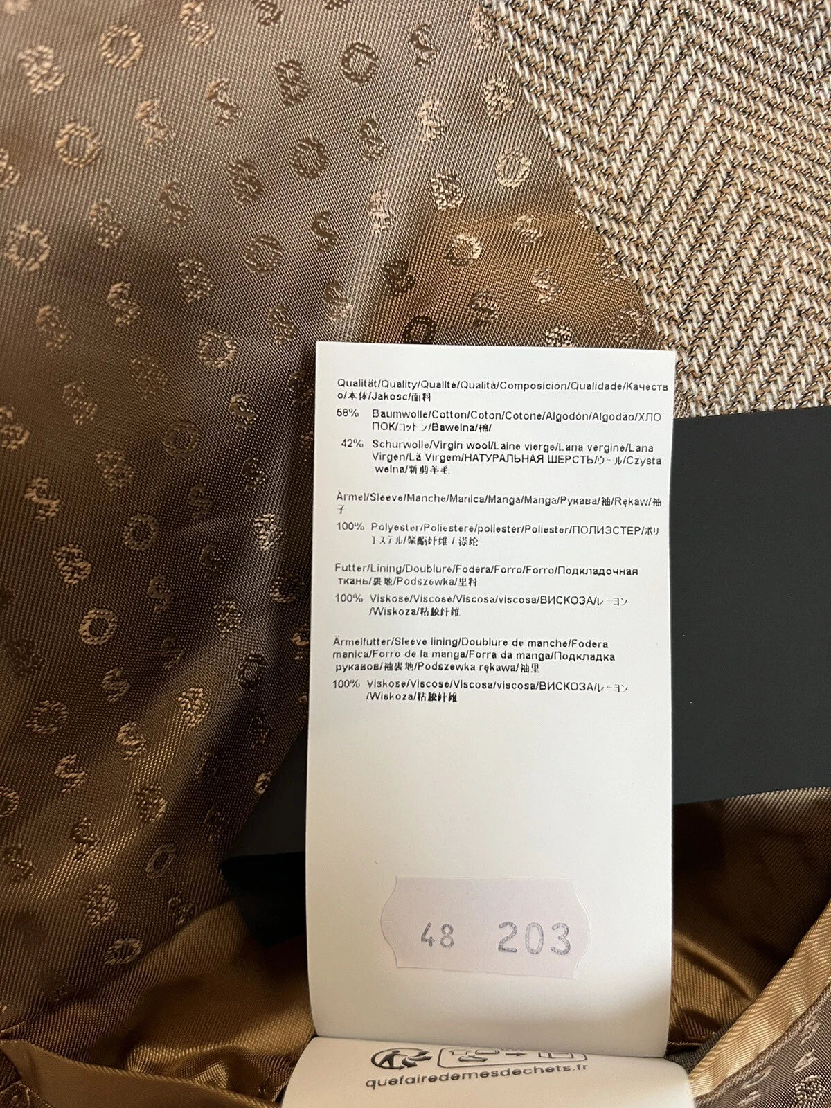 $695 - BOSS Sport Jacket Herringbone Cotton and Virgin Wool Slim Fit - Size 38R