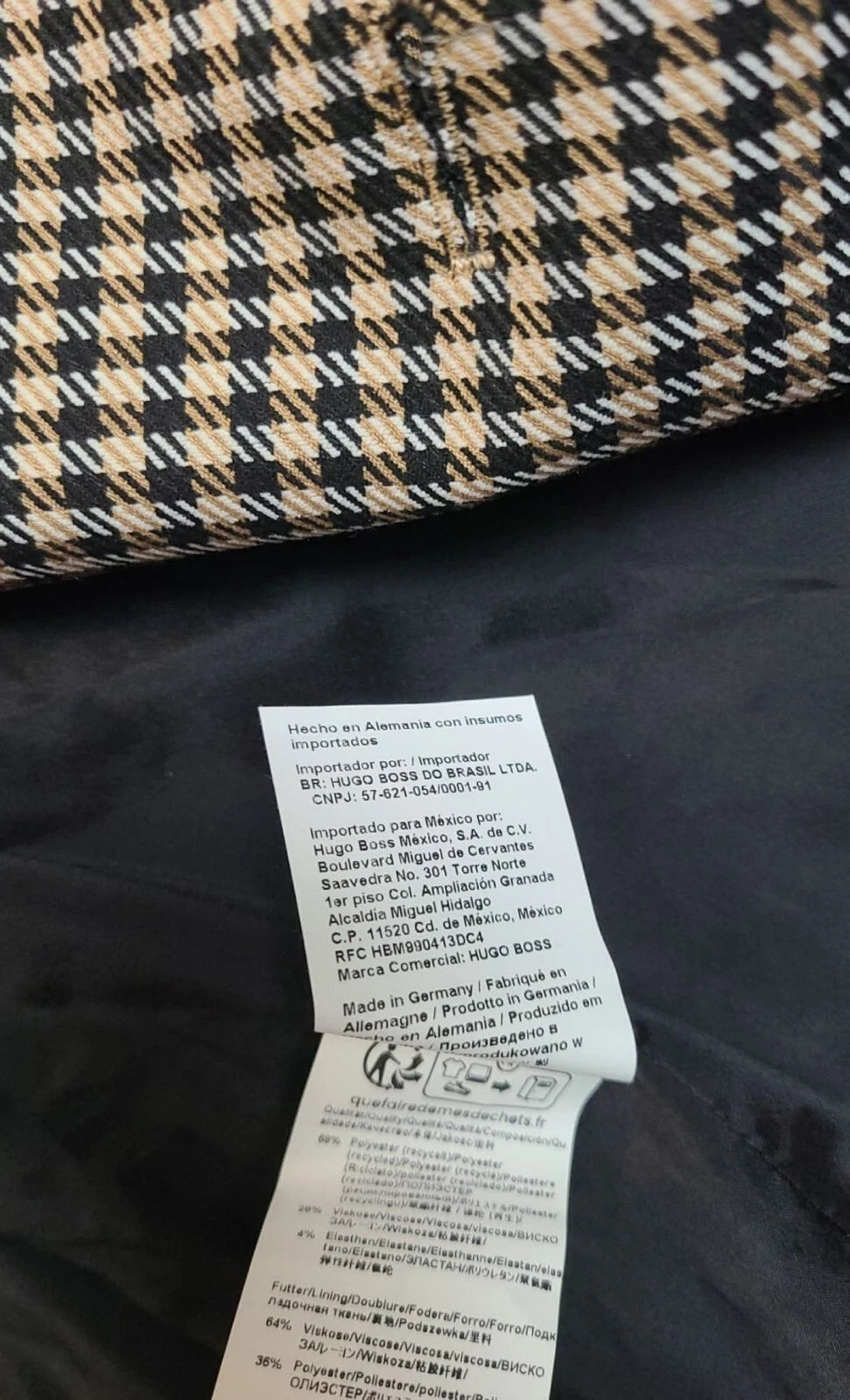 BOSS Women Double Breasted Jacket Houndstooth Stretch Relaxed Fit - Size 4 / 26