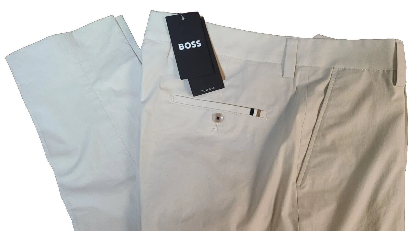 BOSS Perin Casual Pleat Front Pants in Stretch Cotton - Relaxed Fit - Size 34