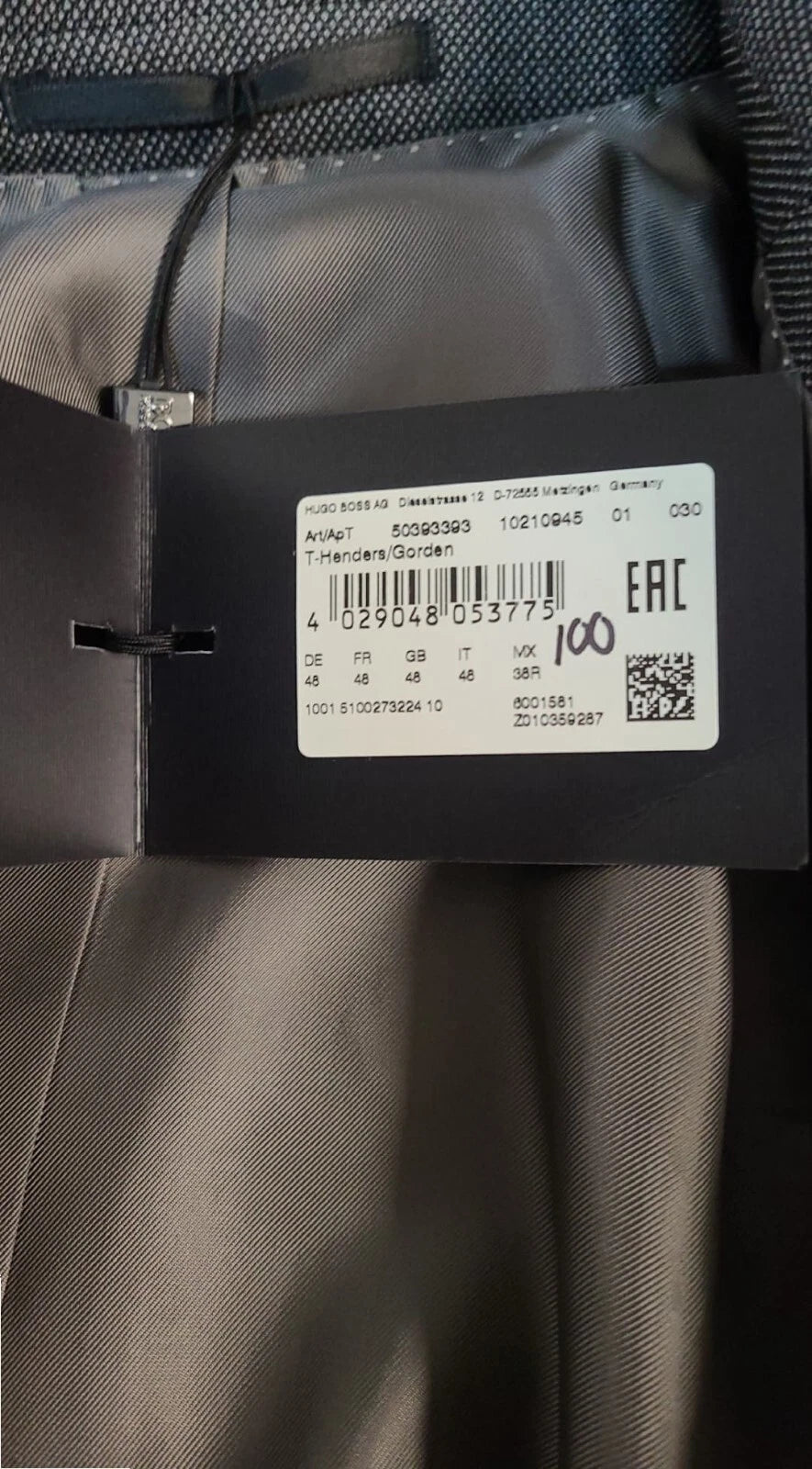 $795 - BOSS Tailored Blazer Jacket Micro Patterned Virgin Wool Gray - Size 38R