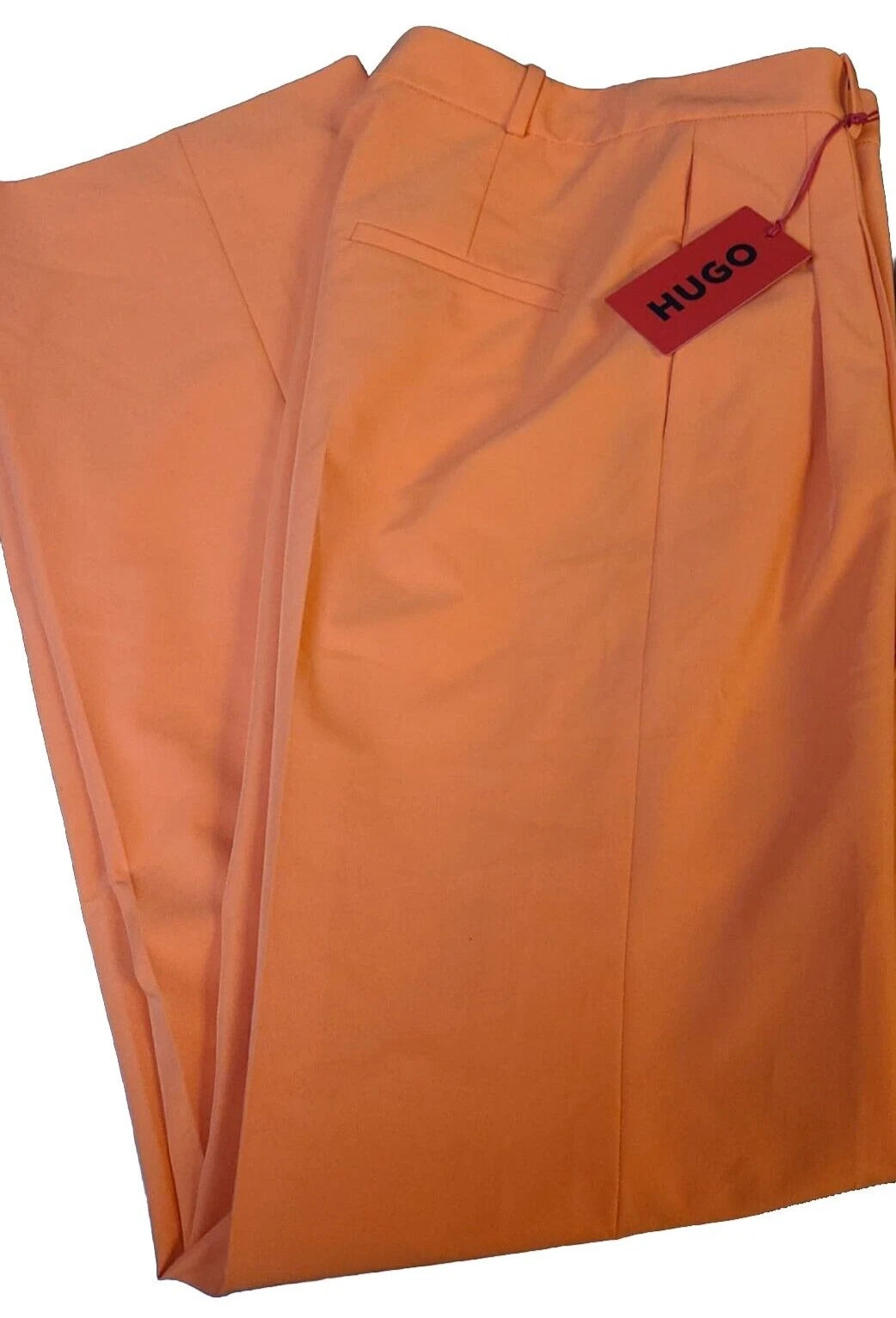 HUGO BOSS Havira Relaxed Fit Pants Double Front Pleats in Orange - Size 4 / 26