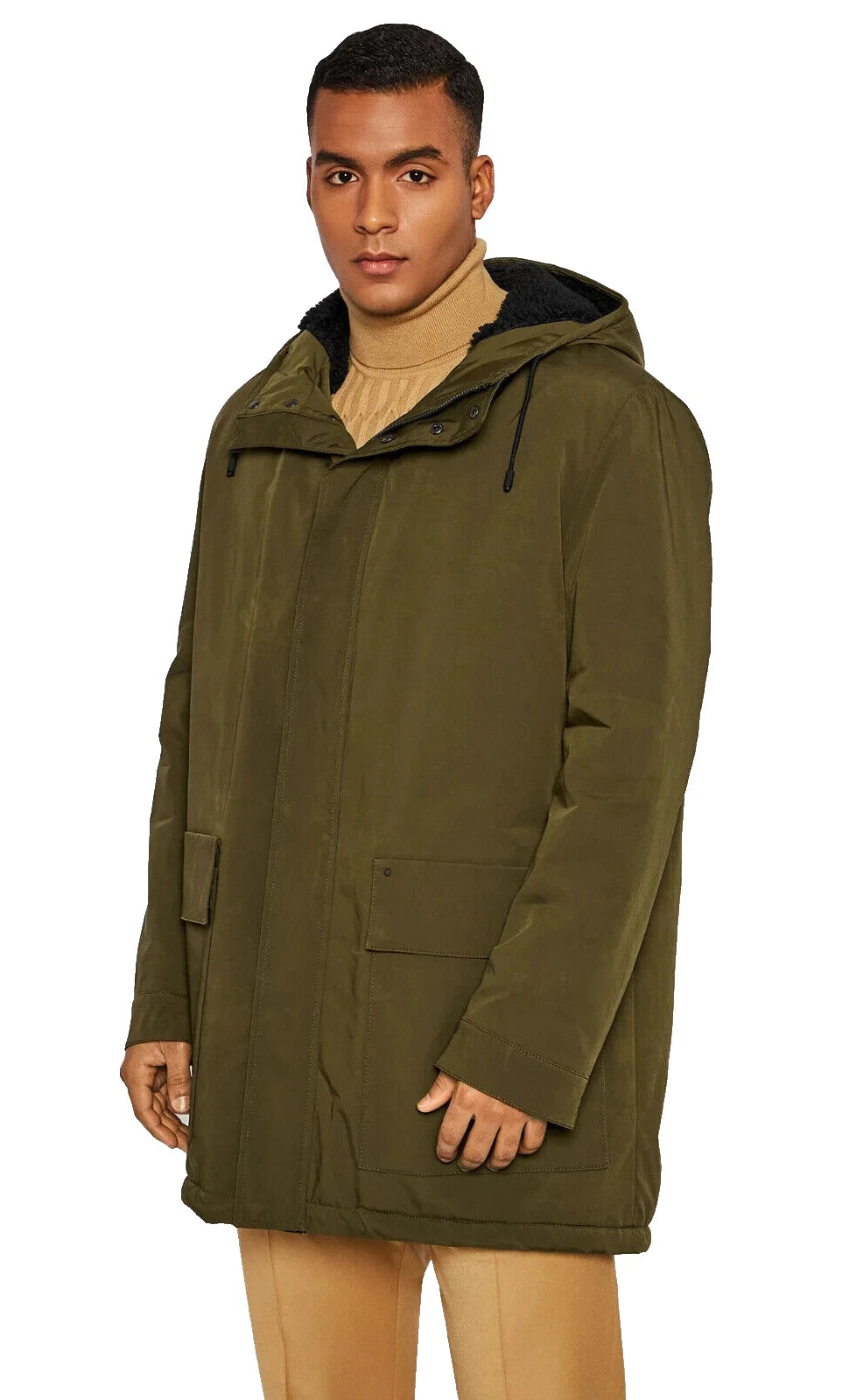 HUGO BOSS Insulated Hooded Parka Jacket Water Repellent Coat Relaxed Fit - 36R