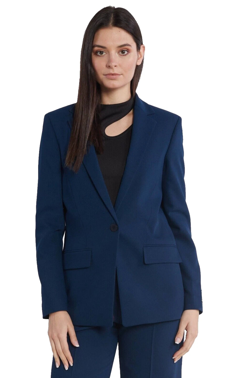 HUGO BOSS Alarlas Women Jacket Blazer in Wool Blend Dark Blue - Size 4 / 26