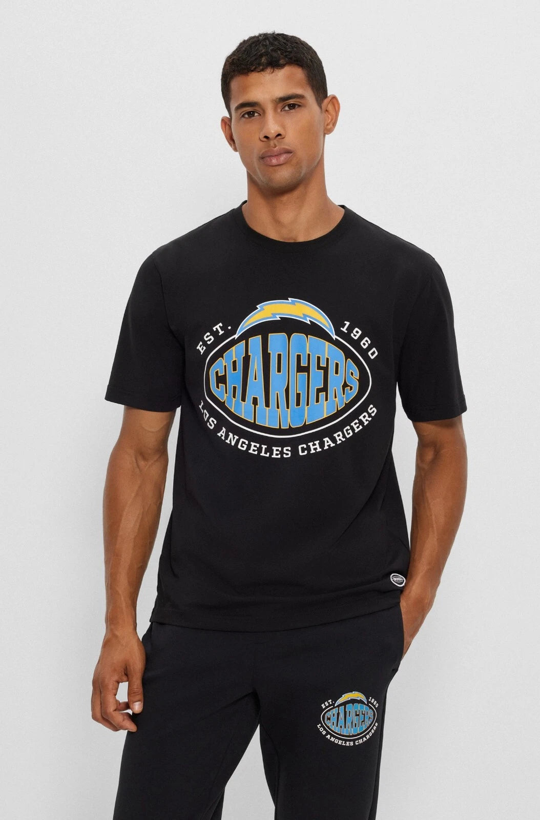 BOSS X NFL LA Chargers Cotton T-Shirt w Collaborative Branding in Black - Size M