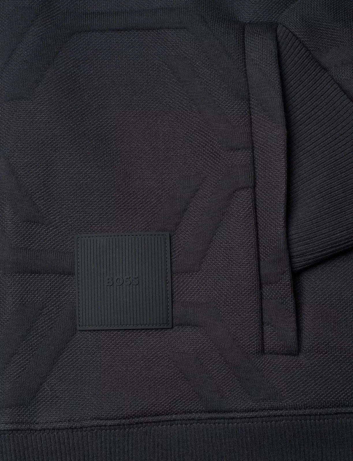 BOSS Skaz HexaQuilt Zip Sweatshirt Track Cotton Jacket with Logo Dark Blue - M