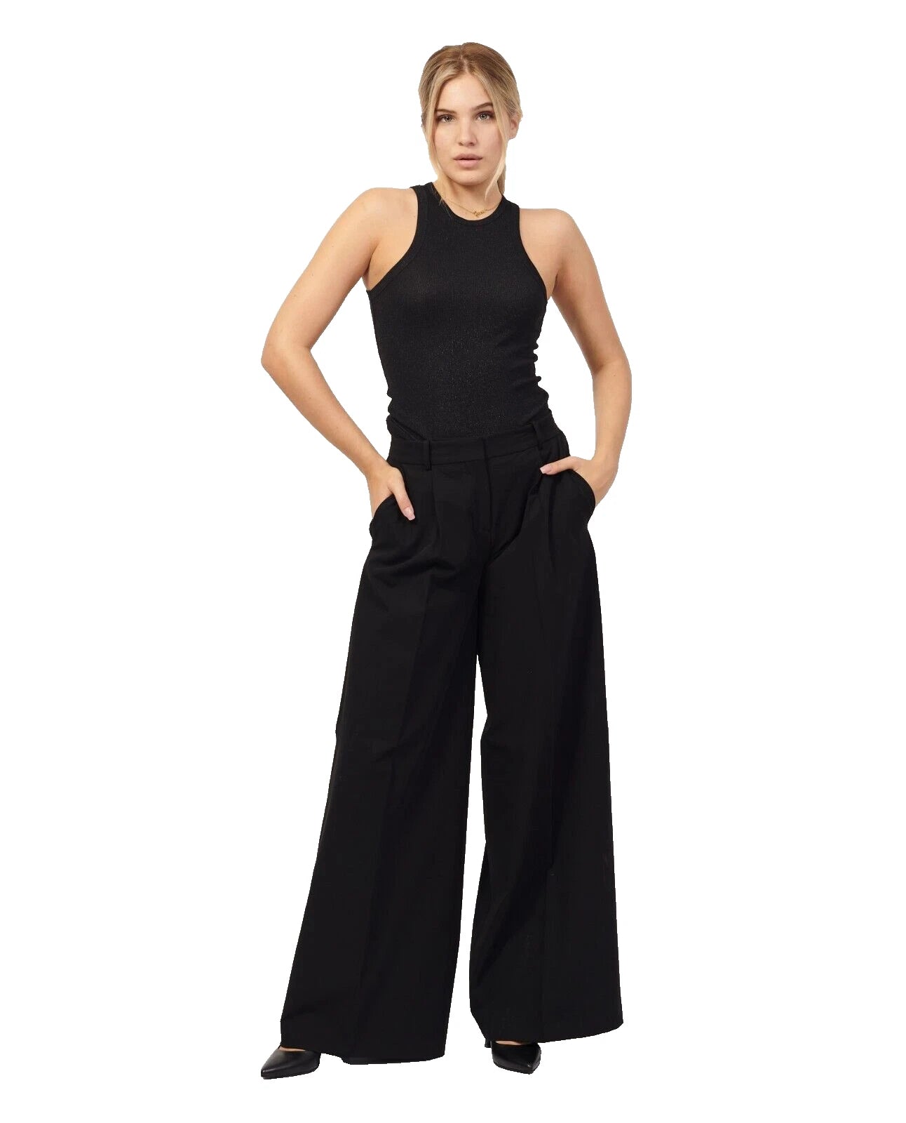 HUGO BOSS Herika Wide Leg Pants w Pockets in Black - Size 4 /26