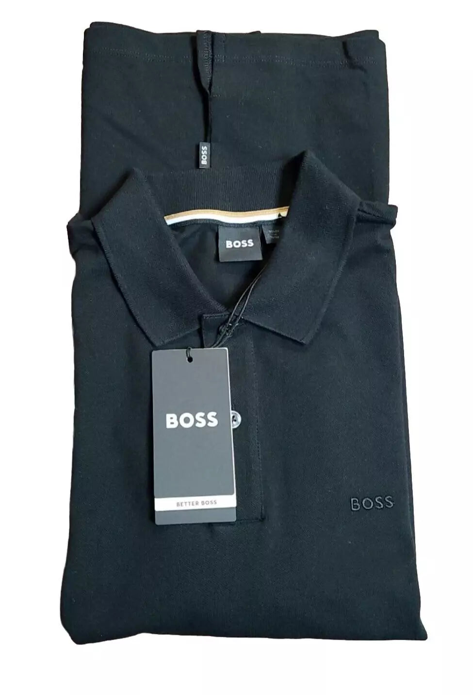 BOSS Pallas Cotton Polo Shirt with Embroidered Logo in Black - Size M