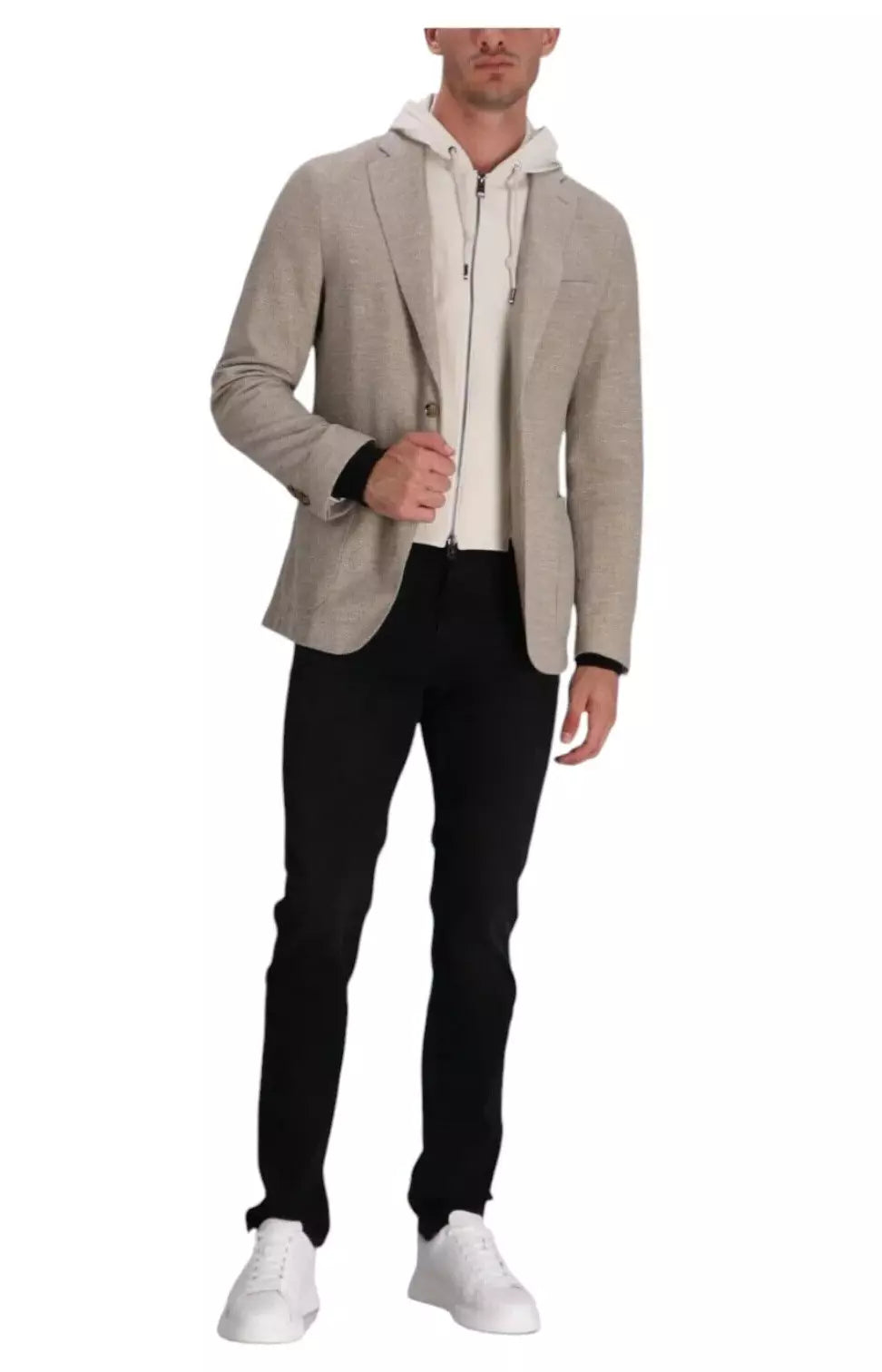 $699 - BOSS Sport Jacket Coat Removable Hooded Inner Italian Jersey Slim - 38R