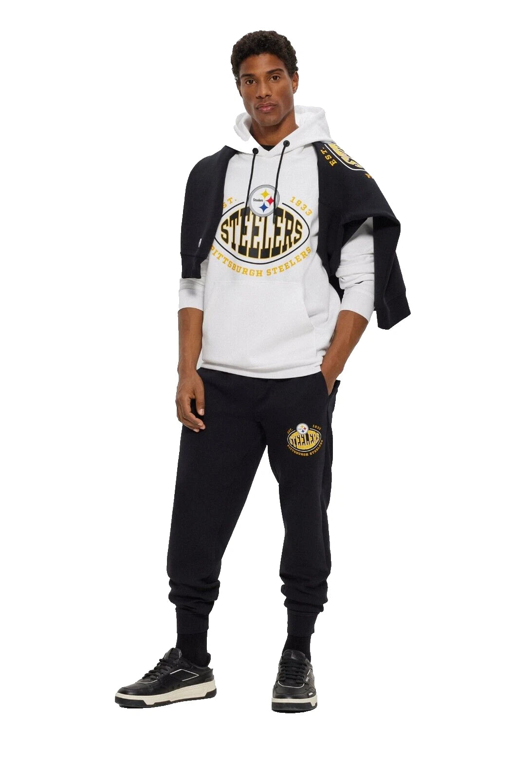 BOSS X NFL Pittsburgh Steelers Hoodie Stretch Sweatshirt in Regular Fit - Size M