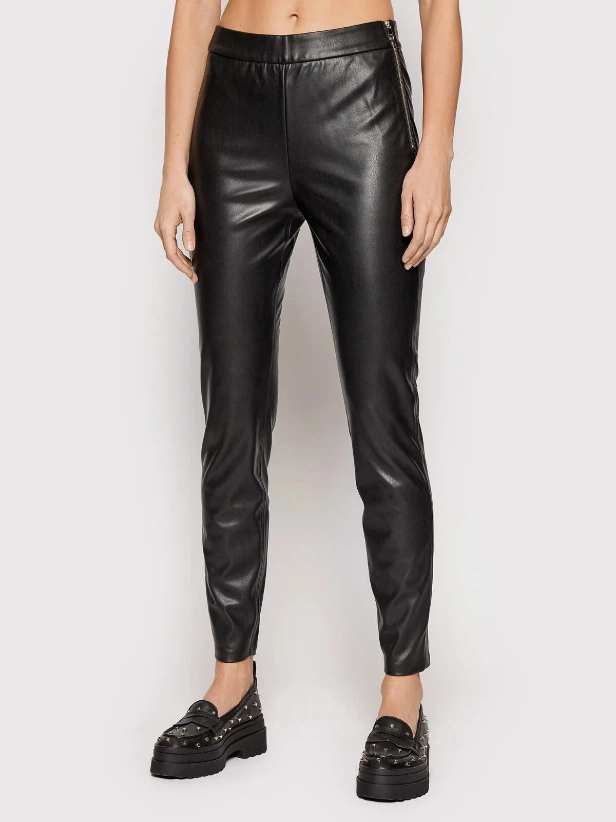 HUGO BOSS Women Taslima Skinny Fit Faux Leather Leggings Pants Black- Size 4 /26