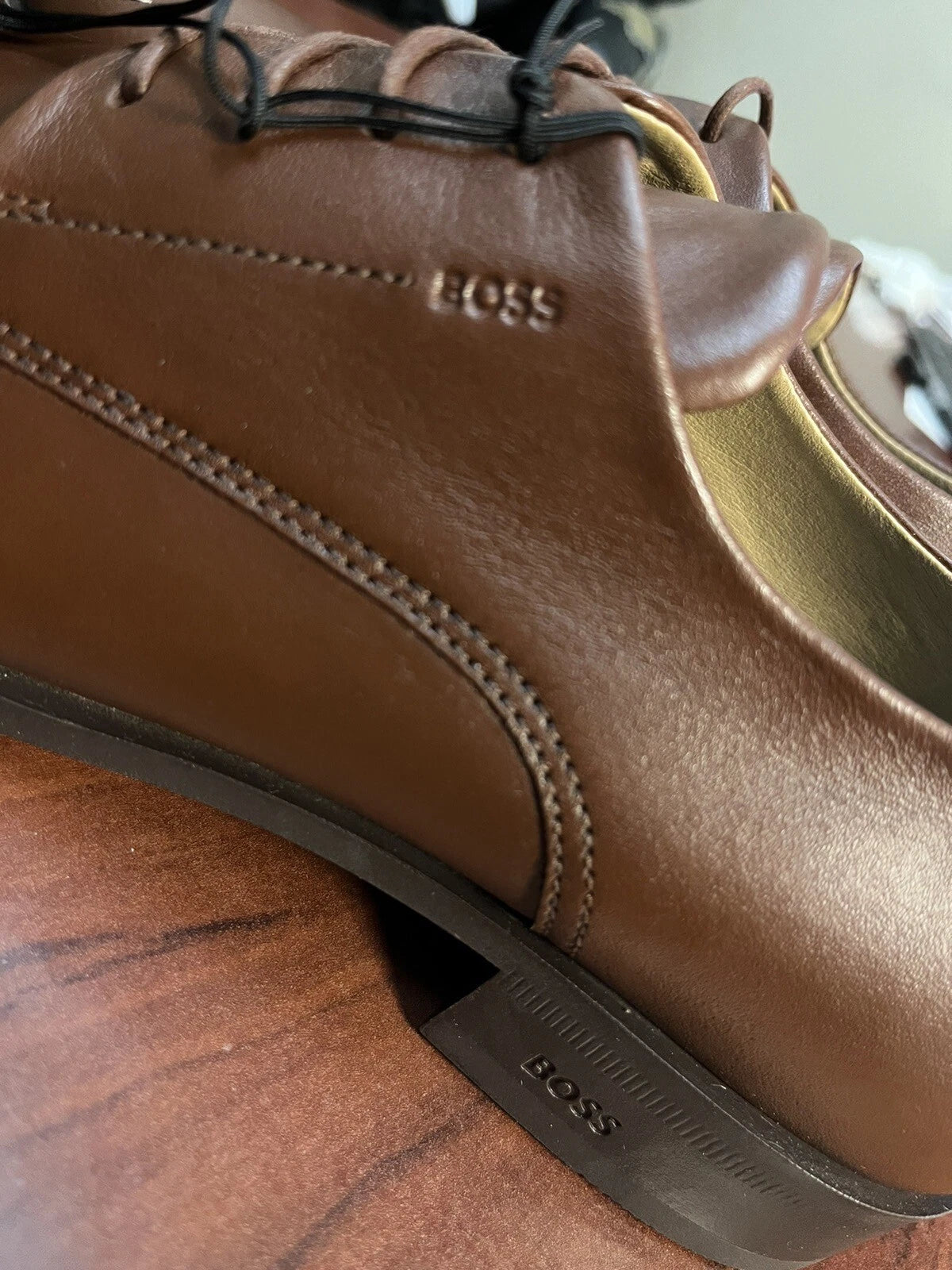 HUGO BOSS Colby Leather Derby Shoes in Brown Dress Shoes - Size 6.5 / 40