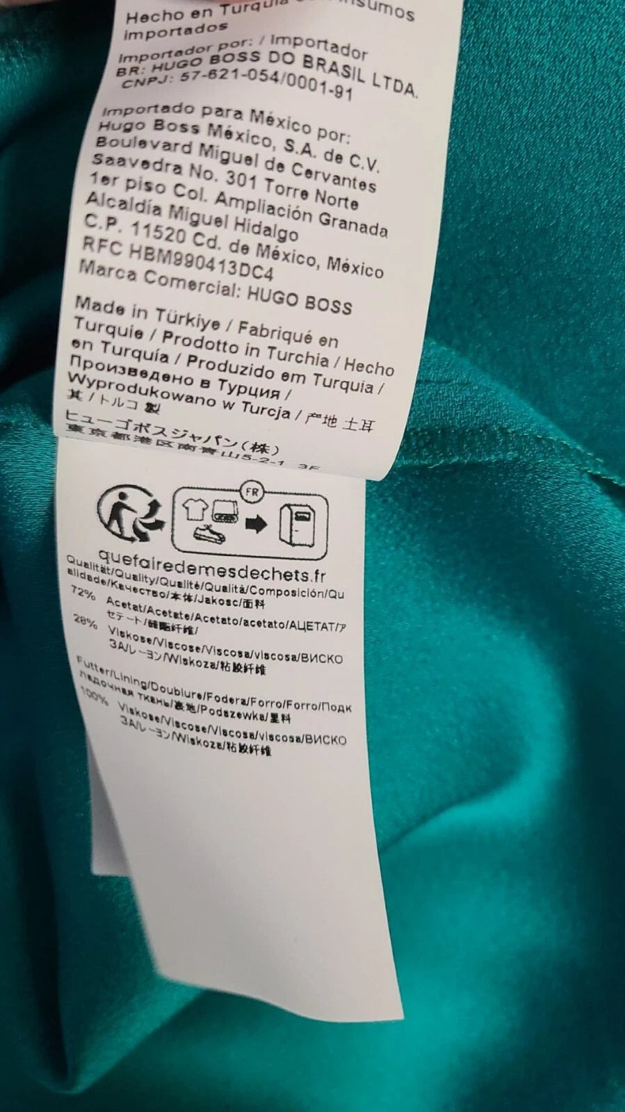 $595 - BOSS V-Neckline Long Length Dress Slim Fit Green - Size 4 /26