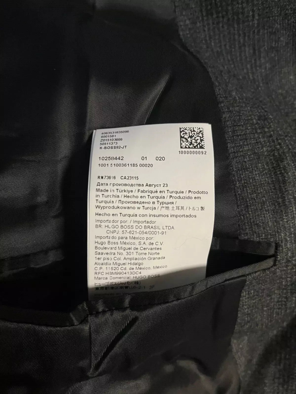 BOSS Double-Breasted Suit Jacket Virgin Wool Micro Pattern Relaxed Fit - 34R