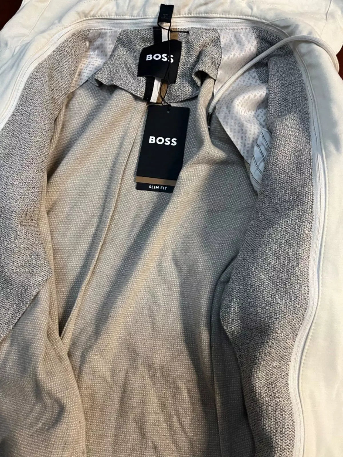 $699 - BOSS Sport Jacket Coat Removable Hooded Inner Italian Jersey Slim - 38R