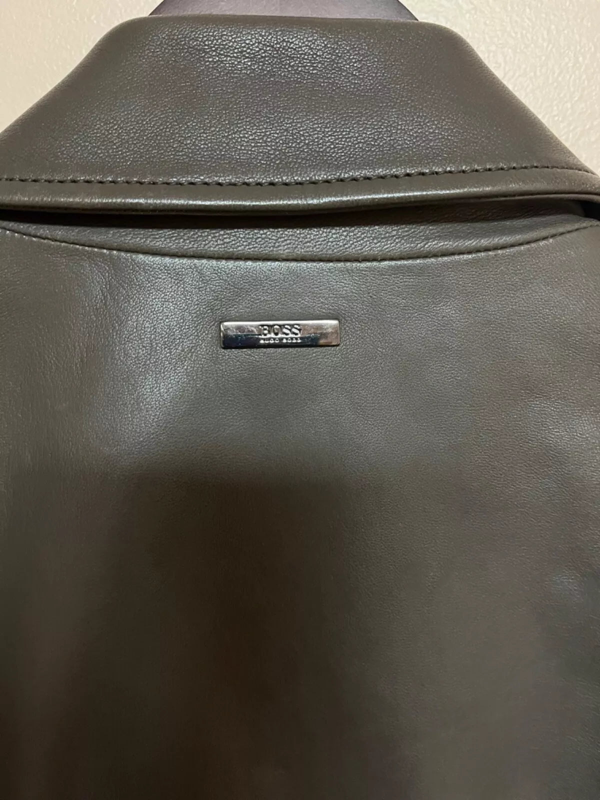 $645 - HUGO BOSS Gonel Leather Flight Jacket Ribbed Trims Regular Fit - Size 38R