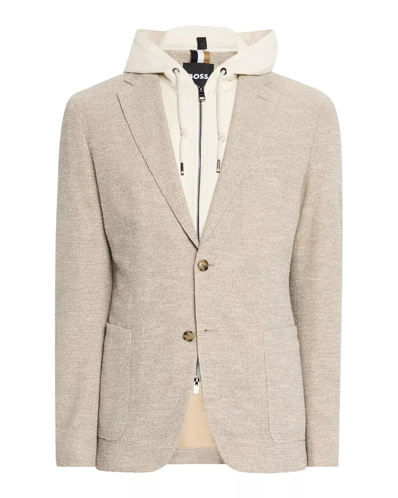 $699 - BOSS Sport Jacket Coat Removable Hooded Inner Italian Jersey Slim - 38R