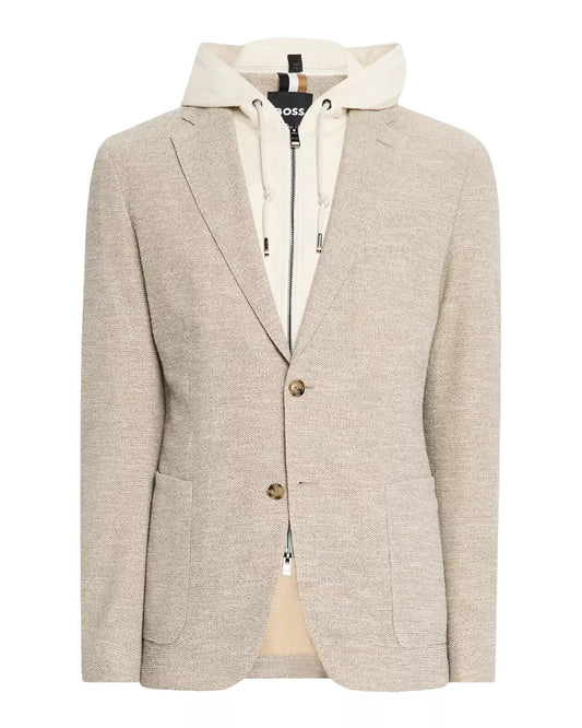 $699 - BOSS Sport Jacket Coat Removable Hooded Inner Italian Jersey Slim - 38R