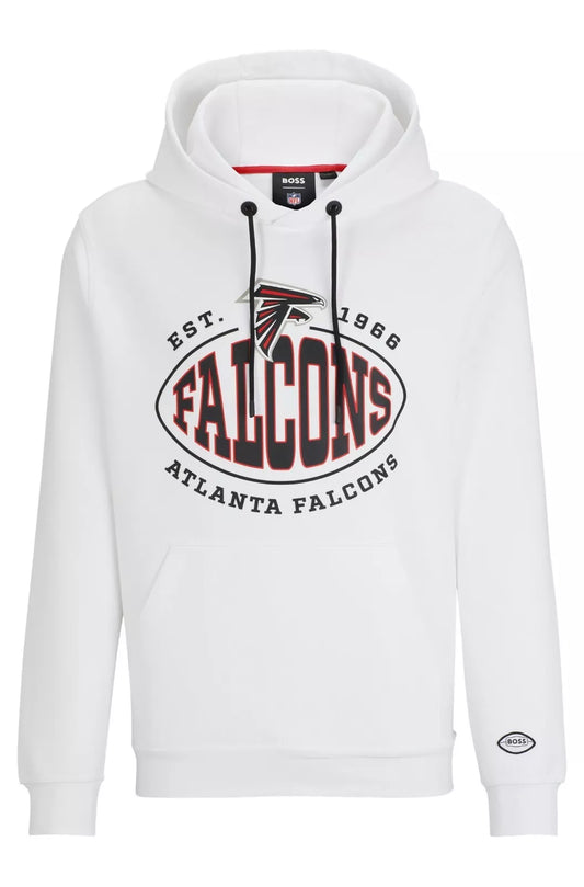 BOSS X NFL Atlanta Falcons Hoodie Sweatshirt Regular Fit in White - Size M
