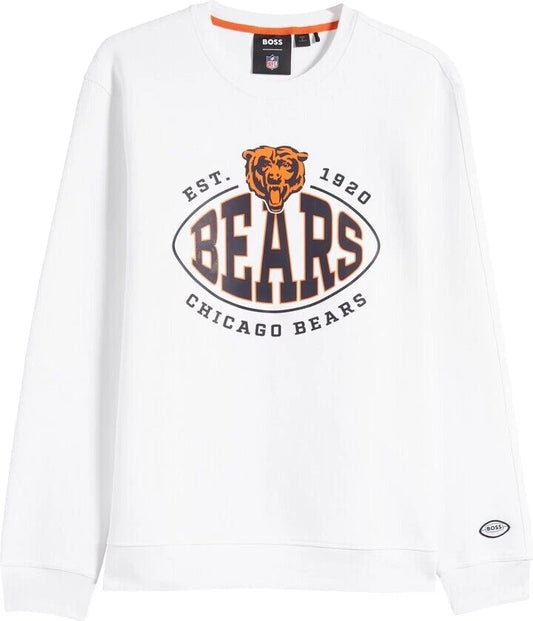 BOSS X NFL Chicago Bears Sweatshirt Crewneck Regular Fit Stretch White - Size M