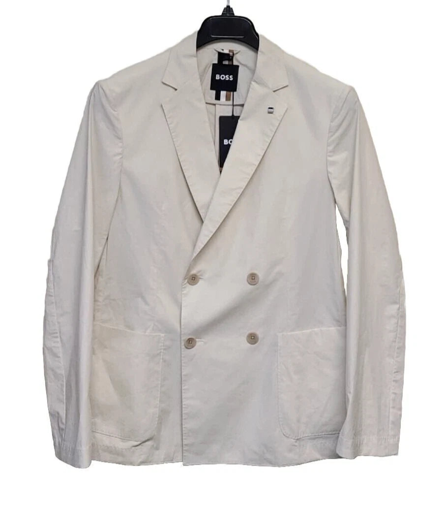BOSS Hanry Double Breasted Slim Jacket Soft Stretch Cotton Italian Fabric - 40R