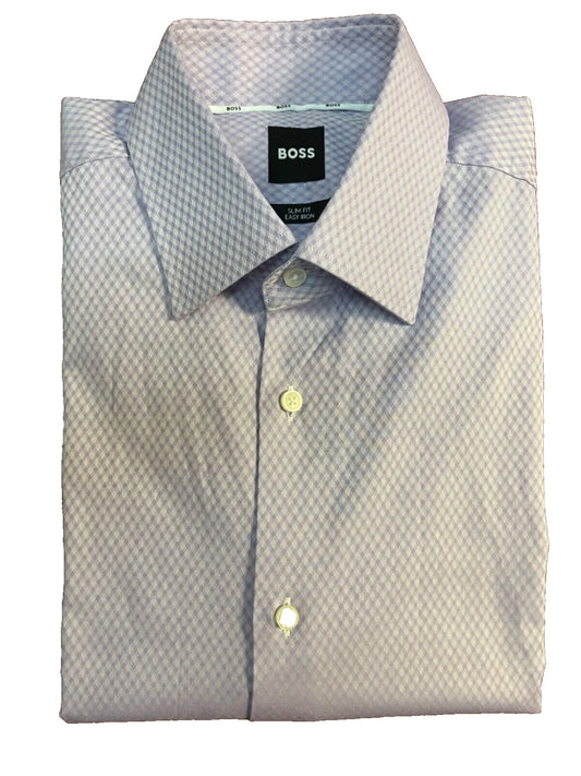 BOSS Hank Dress Shirt in Stretch Cotton Easy Iron Slim Fit Lavender - 15.5 / 39