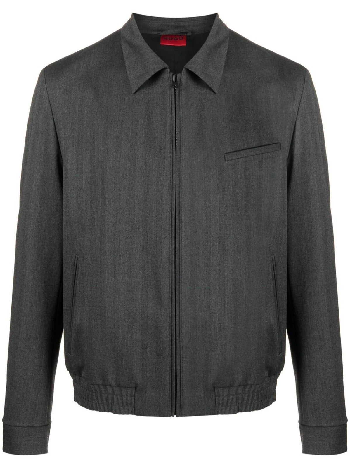 HUGO BOSS Zip-Up Bomber Jacket Dark Gray Mélange Fabric Regular Fit - Size 38R
