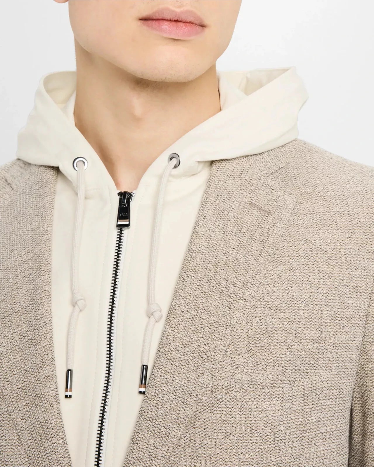 $699 - BOSS Sport Jacket Coat Removable Hooded Inner Italian Jersey Slim - 38R