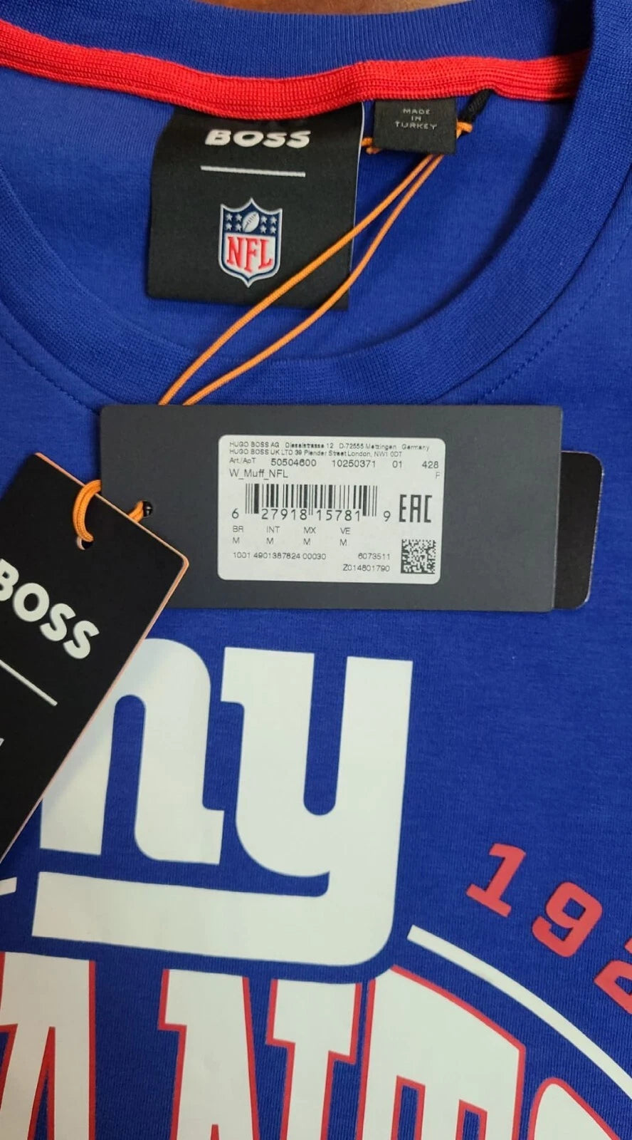BOSS X NFL Sport NY Giants Blue Crewneck Sweatshirt Comfort Stretch - Size M