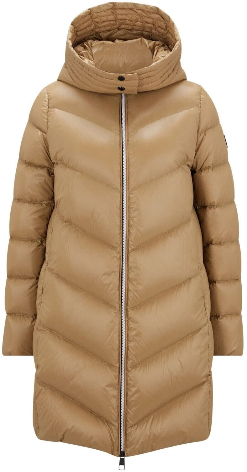 $595 - BOSS Petrana Real Down Quilted Long Jacket Parka with Hood - Size 4 / 26