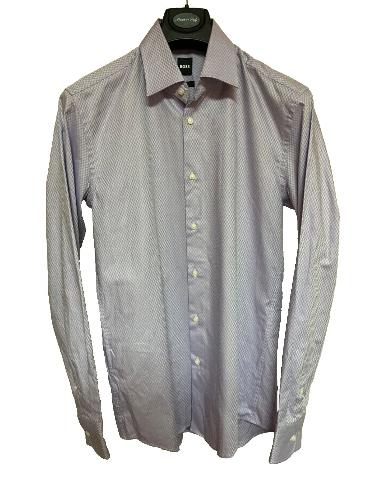 BOSS Hank Dress Shirt in Stretch Cotton Easy Iron Slim Fit Lavender - 15.5 / 39