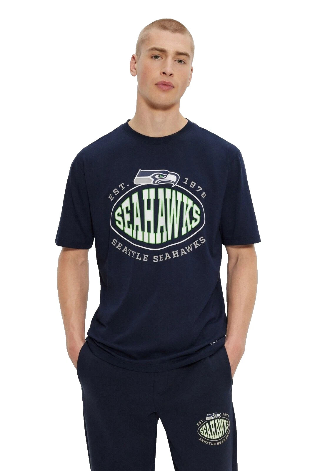 BOSS X NFL Seattle Seahawks Cotton T-Shirt with Collaborative Branding - Size M