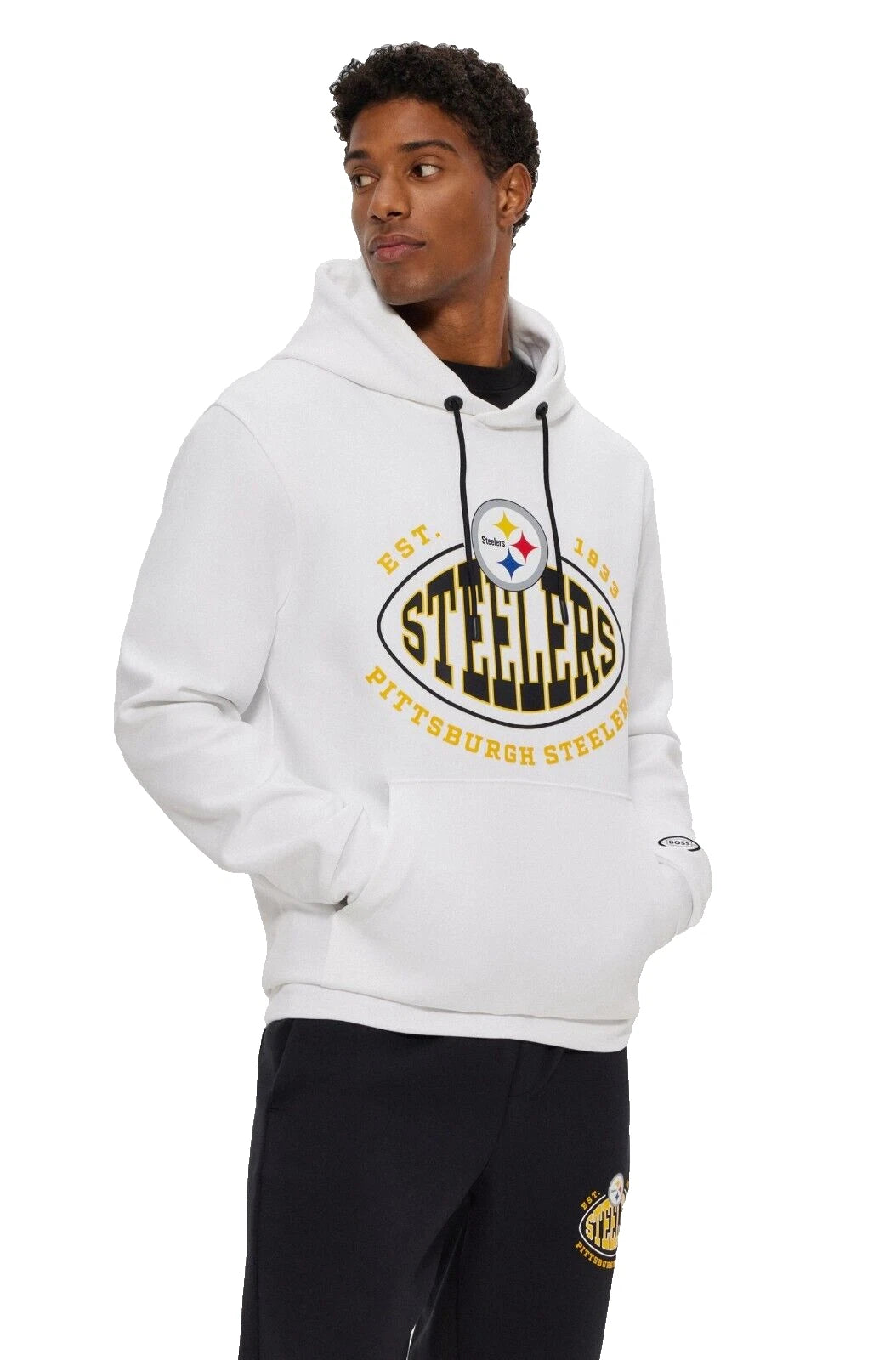 BOSS X NFL Pittsburgh Steelers Hoodie Stretch Sweatshirt in Regular Fit - Size M