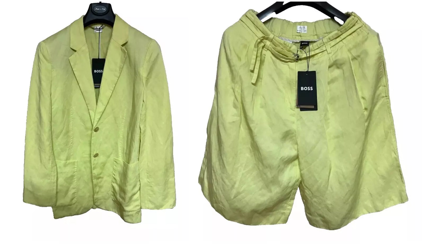 BOSS Women Relaxed Fit Jacket with Shorts in Linen Blend Blazer - Size 4/ 26