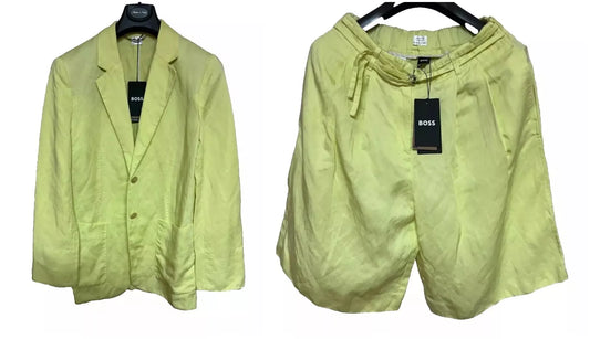 BOSS Women Relaxed Fit Jacket with Shorts in Linen Blend Blazer - Size 4/ 26