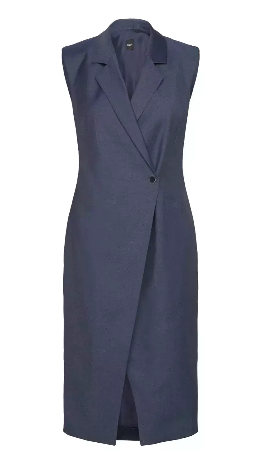 BOSS Delibea Sleeveless Button Front Dress in Virgin Wool Blue - Size 4 / 26