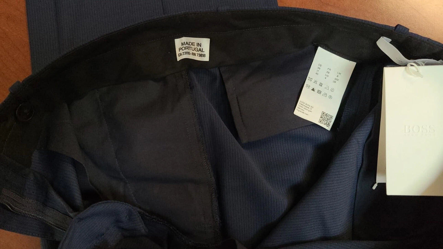 $278 HUGO BOSS Tamea Stretch Virgin Wool Trousers Dress Pants - Size 4 /26 - NWT