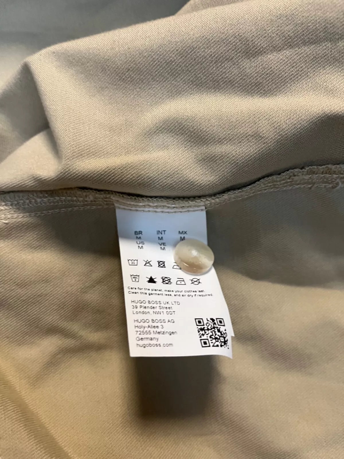 HUGO BOSS Casual Cotton Shirt Overshirt Logo Label Oversized Fit Beige - Size M