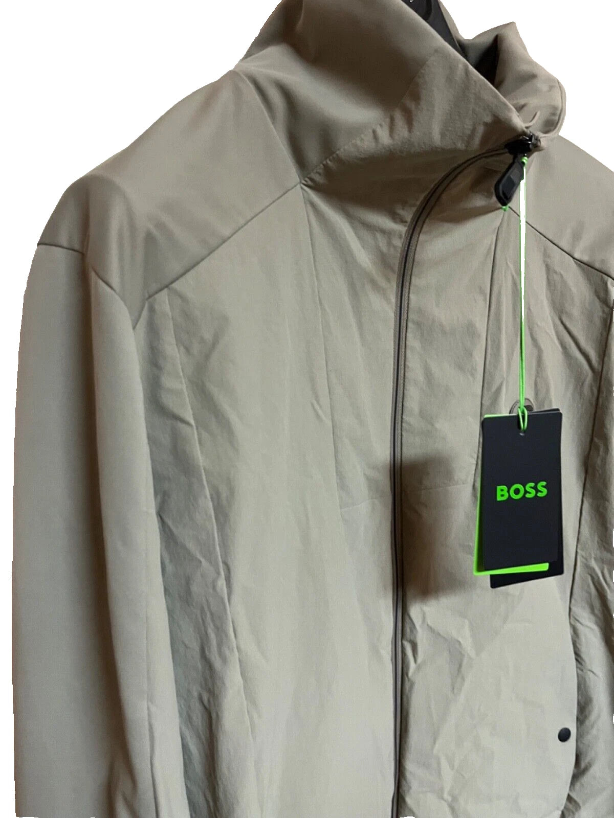 BOSS Tracksuit Jacket with Rubber Logo Lightweight Beige Relaxed Fit - Size M