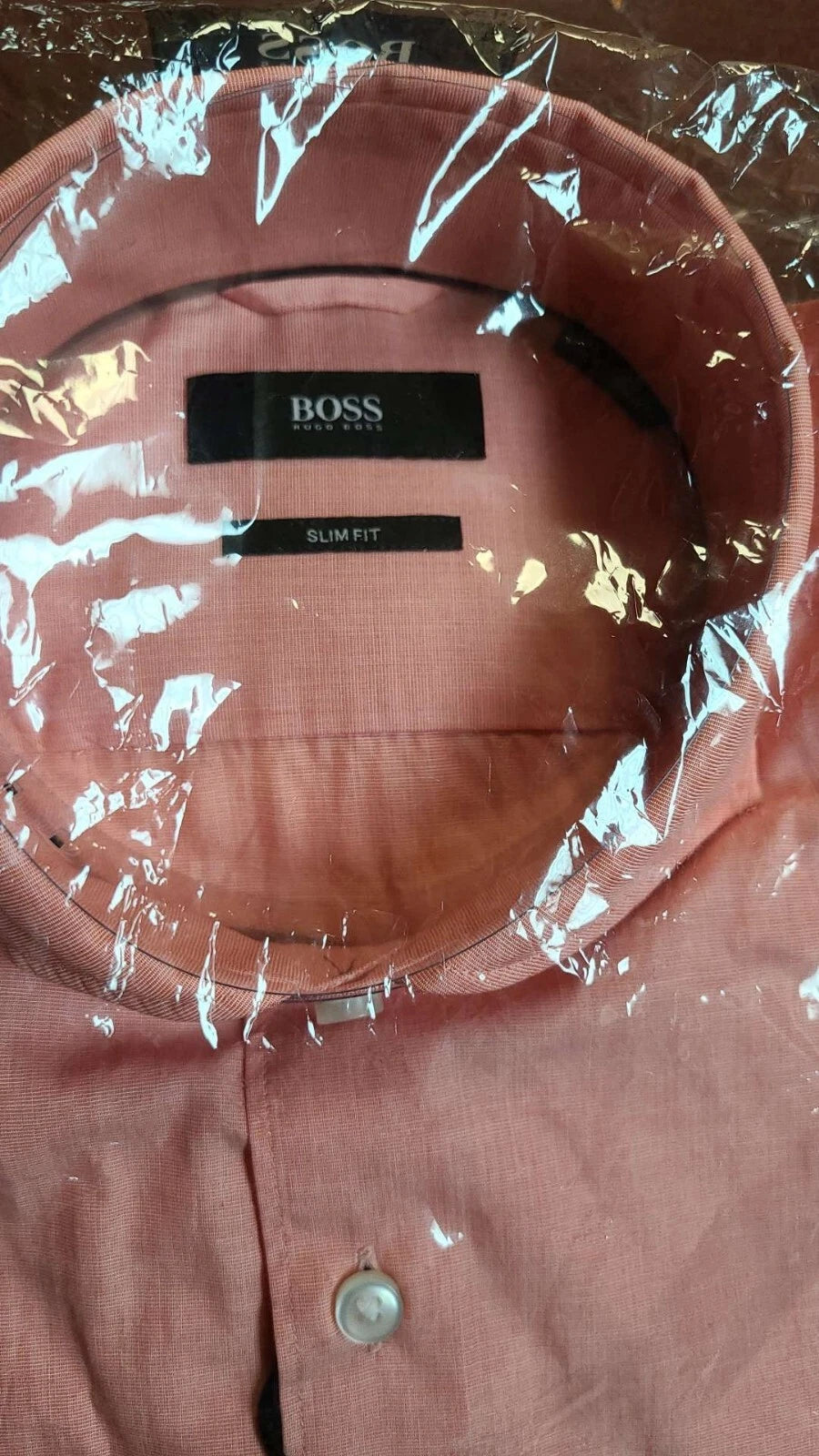 HUGO BOSS Jemerson Softline Cotton Dress Shirt in Open Coral Slim Fit - 15.5 /39