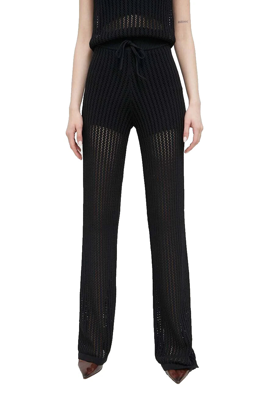 HUGO BOSS Women Stretch Knit Pants Elastic Waist Drawstring Black - Size S / CH