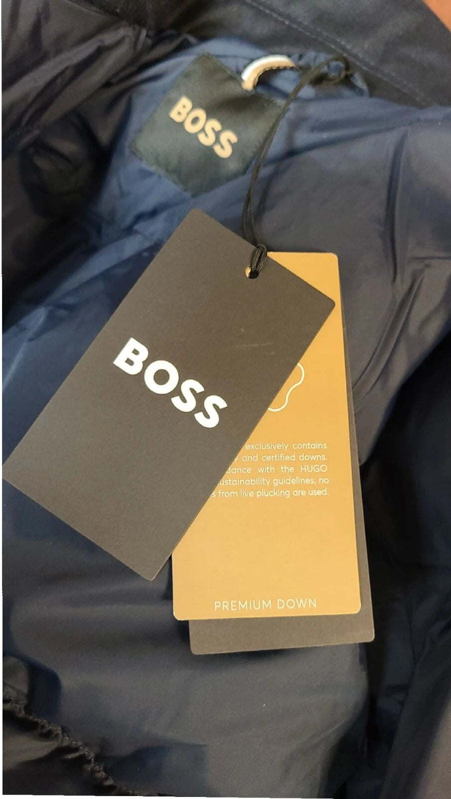 $645 - BOSS Premium Duck Down Jacket Leather Trims Water Repellent - Size 38R