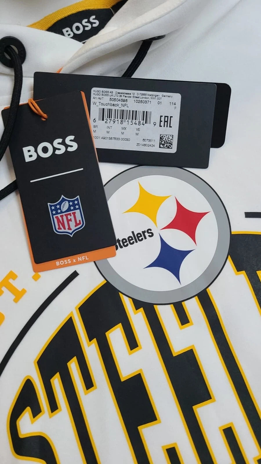 BOSS X NFL Pittsburgh Steelers Hoodie Stretch Sweatshirt in Regular Fit - Size M