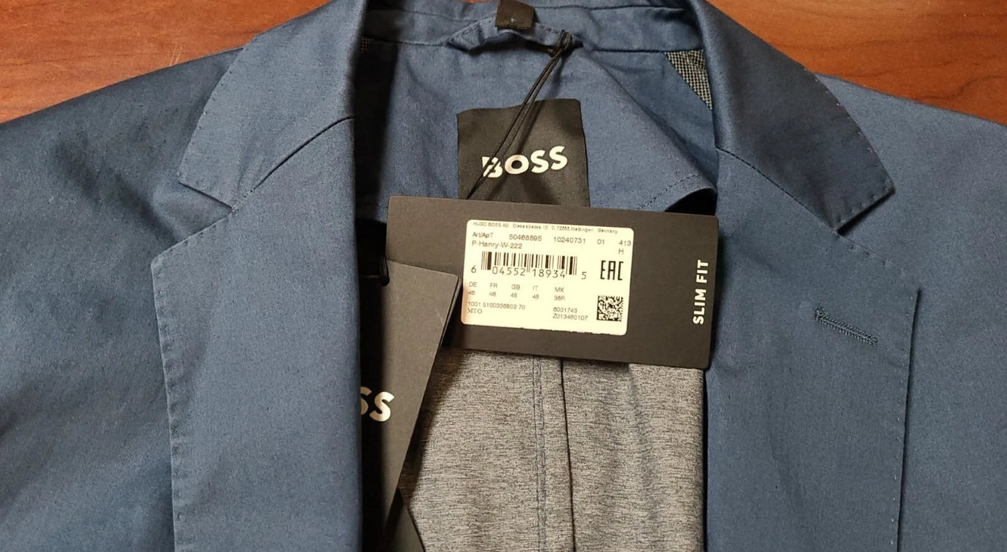 $495 - BOSS Hanry Slim Fit Jacket Performance Stretch Fabric - Size 38R